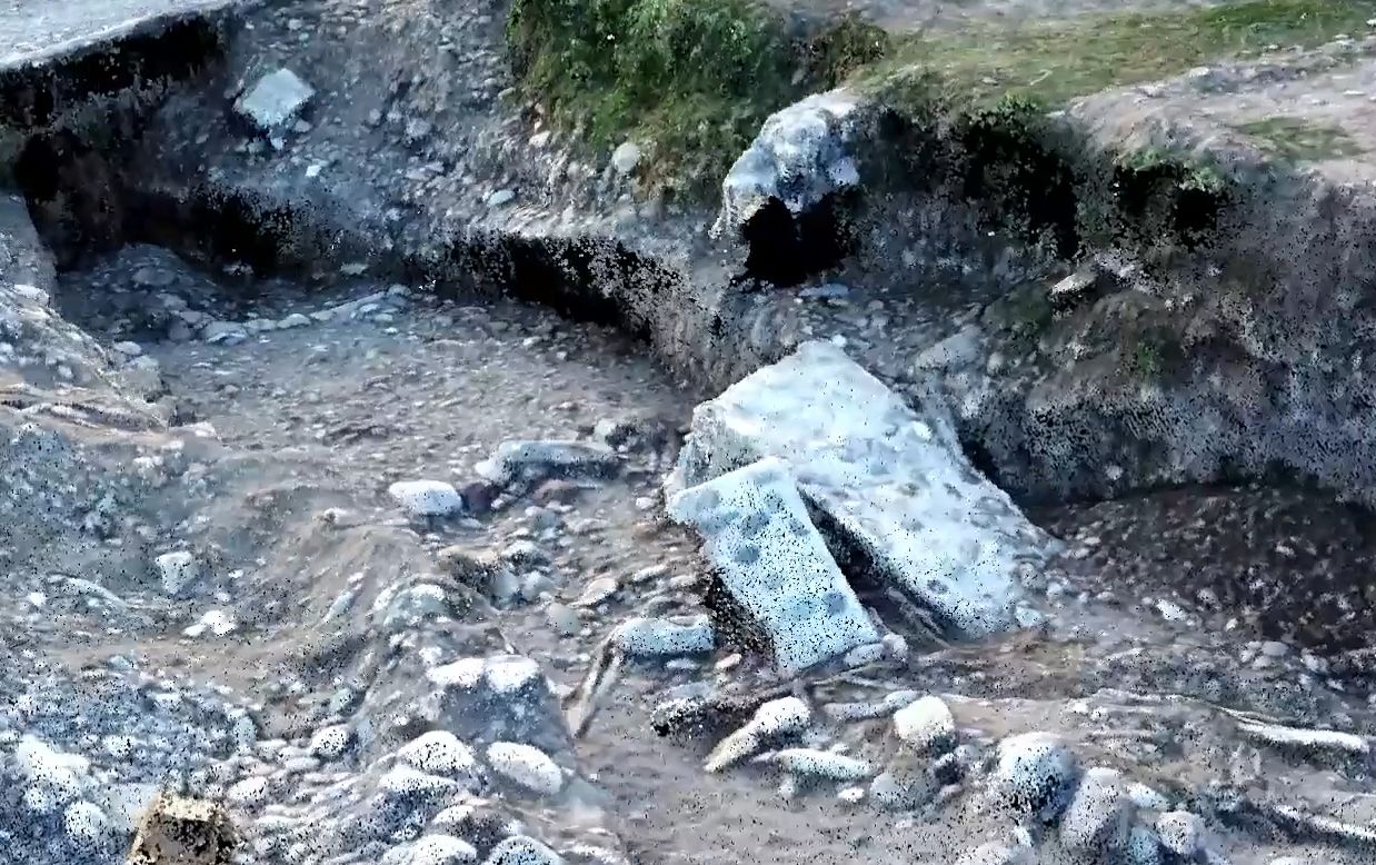 Nuvola di punti del canale — dettaglio dell'erosione