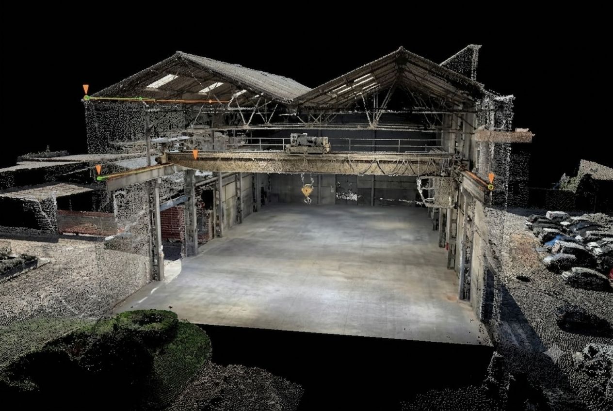 Nuvola di punti — interno del capannone